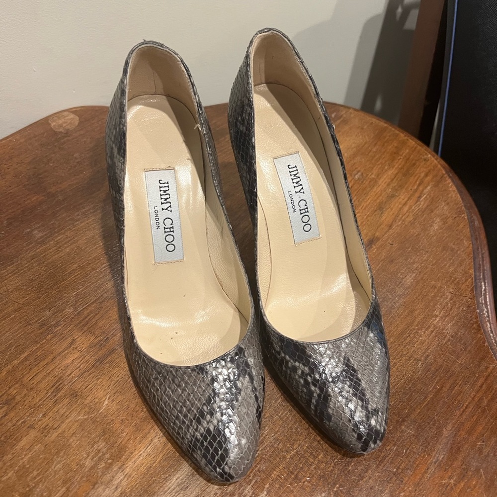 Jimmy Choo Python Closed Toe Heels Size 36 1/2